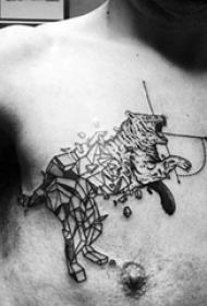 老虎头纹身图案  几何创意的老虎纹身图案