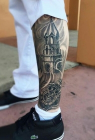 时钟纹身  记录时光流逝的时钟纹身图案