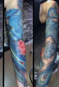 纹身凤凰  色彩绚丽多彩的凤凰纹身图案