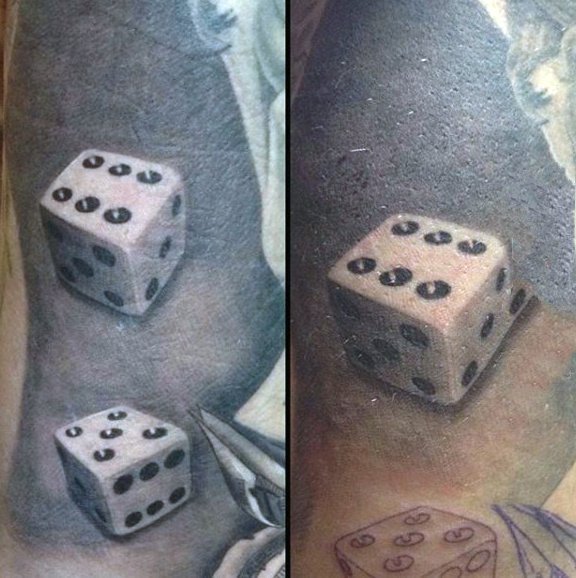 骰子纹身图案  几何拼接的骰子纹身图案