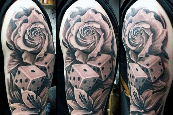 骰子纹身图案  几何拼接的骰子纹身图案