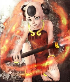 一款红孩儿纹身图案