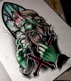 一款个性人物纹身手稿图案