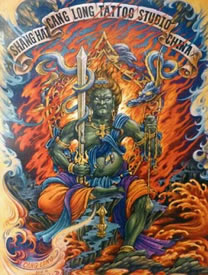 个性不动明王纹身手稿图案