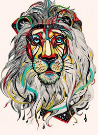 霸气狮子纹身手稿图案