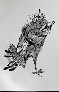 一款鸟类纹身手稿图案