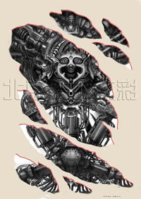 个性的机械纹身手稿图案