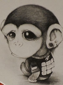 卡通可爱小猴子纹身图案