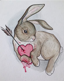 爱心兔子纹身手稿图案