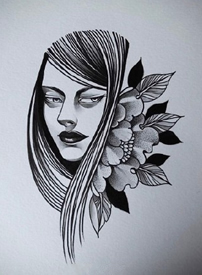 几张欧美点刺人像纹身手稿图案