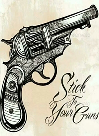 6张一套手枪纹身手稿素材图案