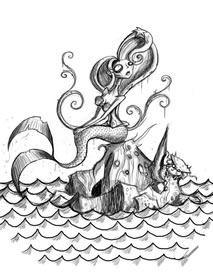 一款灰黑人鱼纹身图案