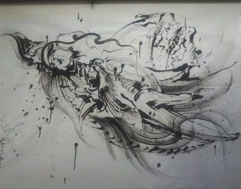 超酷龙头纹身手稿图案