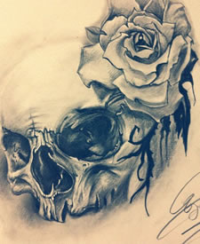 个性欧美骷髅头纹身图案