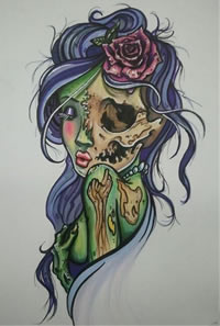 鬼面人物肖像纹身图案