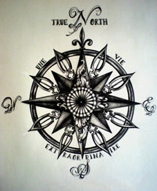 一款罗盘纹身手稿图案