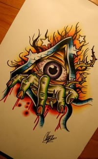 个性的上帝之眼纹身手稿图案