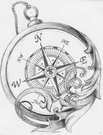 推荐一款指南针纹身手稿图案