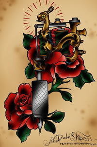 个性的纹身机手稿图案