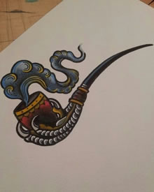 个性的烟斗纹身图案