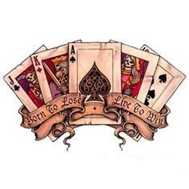 个性彩色扑克牌纹身图案