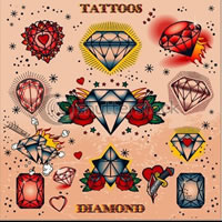 一组酷炫的钻石纹身手稿图案