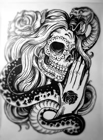 骷髅蛇手稿图案