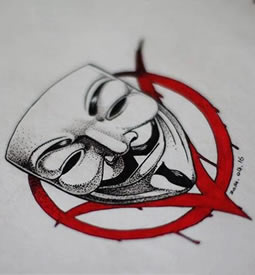 V字面具图案手稿