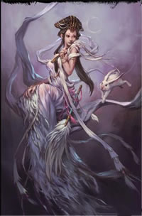 一款人物嫦娥纹身图案