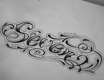 个性的花体字纹身图案