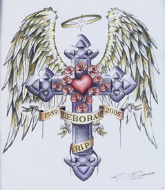 潮流翅膀十字架纹身图案