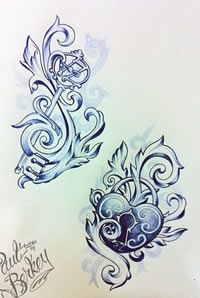 纹身素材钥匙图案