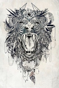 霸气的狮子纹身图案
