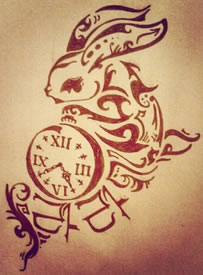 一款图腾兔子纹身图案