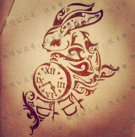 一款图腾兔子纹身图案