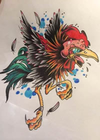 一款霸气的鸡纹身图案