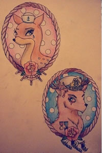 一款可爱鹿纹身图案