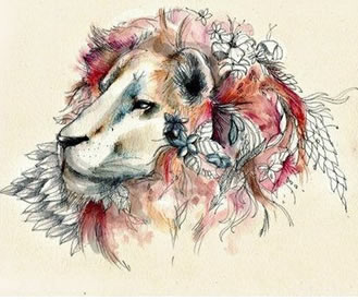 个性而已霸气的狮子纹身图案