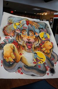 一款老虎纹身手稿图案