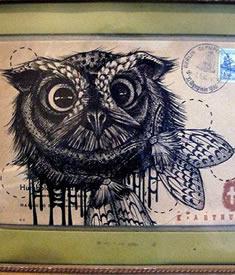 猫头鹰纹身手稿图案