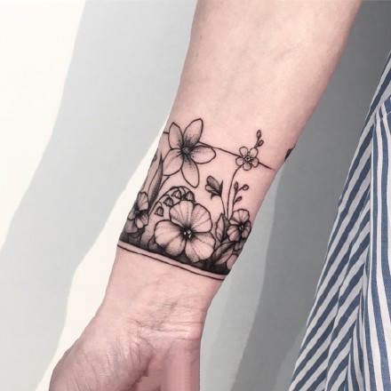一组手腕简约小清新纹身图案作品