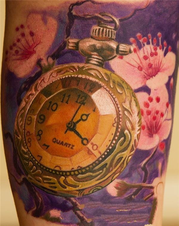 时钟纹身    钟声嘹亮的时钟纹身图案