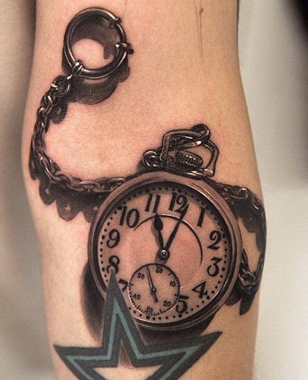 时钟纹身    钟声嘹亮的时钟纹身图案