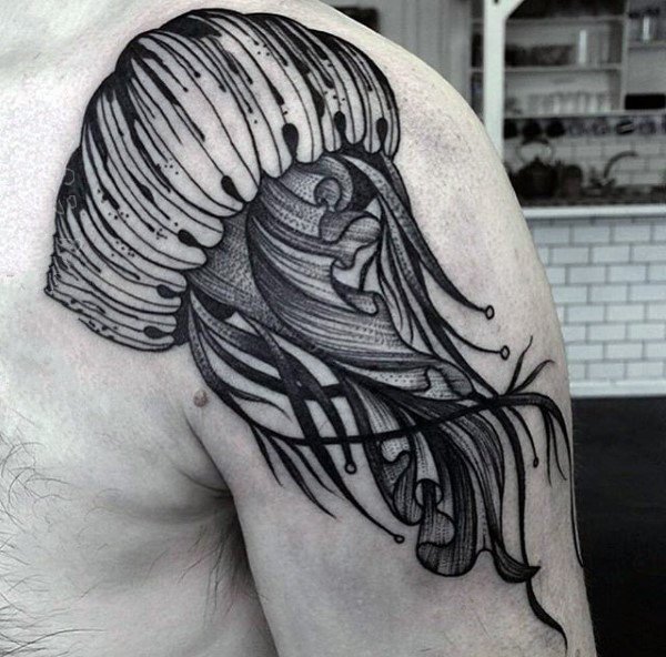 水母纹身图案   多款裙带飘飘的水母纹身图案