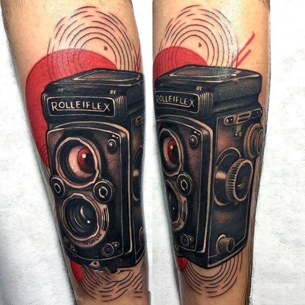 照相机纹身   多款设计感十足的照相机纹身图案