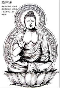 一款适合满背的佛纹身手稿图案