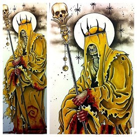 彩色死神纹身手稿图案