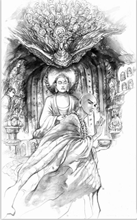 一款适合纹身满背如来的手稿图案