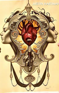 个性心脏纹身手稿图案