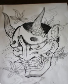 黑灰般若纹身手稿图案